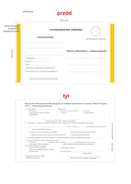 Zwrotne potwierdzenie odbioru ordynacja pod KPA-OP