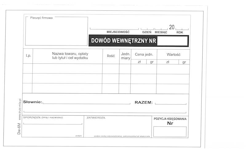 Dowód wewnętrzny A6 /80k. DW-6M