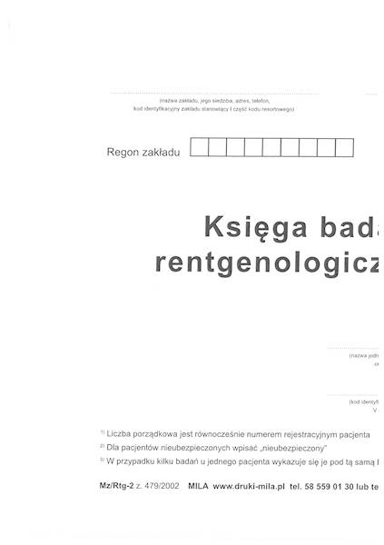 Księga badań rentgenologicznych MZ/RTG-2 2/3A4