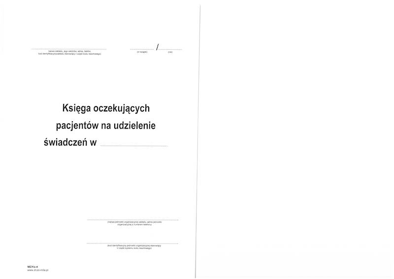 Księga oczekujących pacjentów MZ/Ks-4