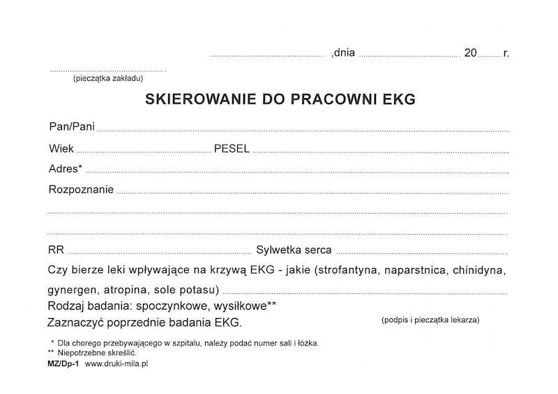 Skierowanie do pracowni EKG A6 100k.