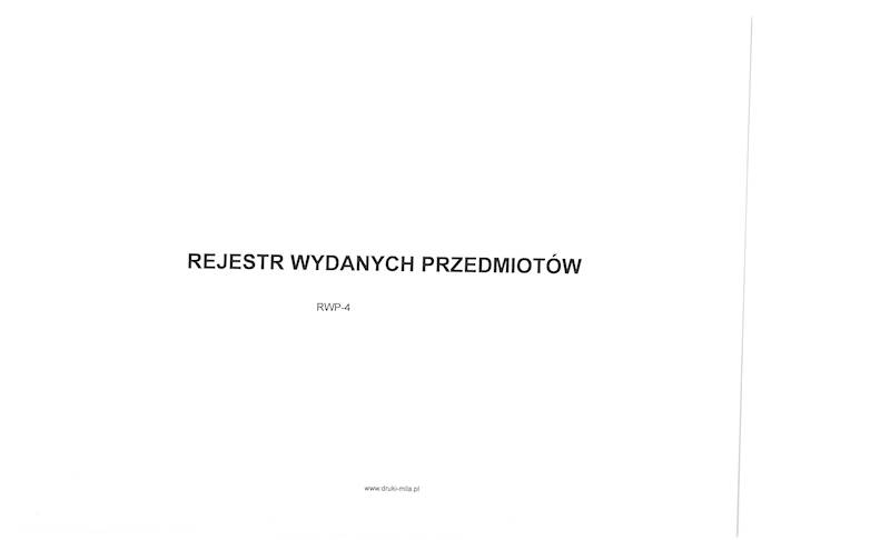 Rejestr wydanych przedmiotów A4 100k. RWP-4