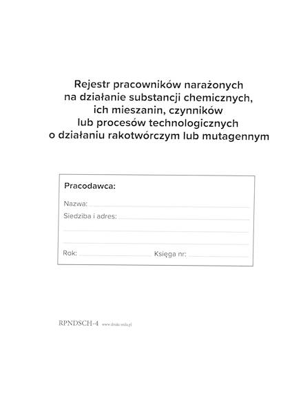 Rejestr pracowników narażonych na subst. rakotw.