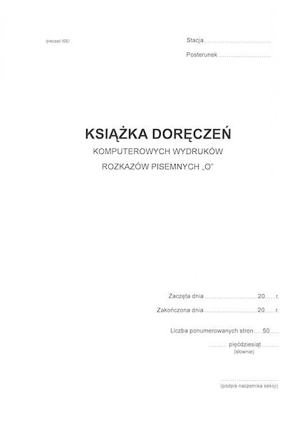Książka doręczeń komputerowych wydruków rozkazów