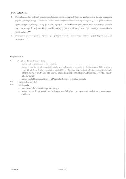 Orzeczenie psychologiczne Załącznik nr 4