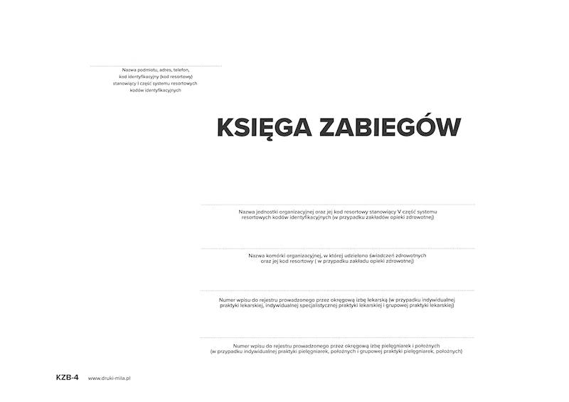 Księga zabiegów KZB-4 A4 100k. m.o.