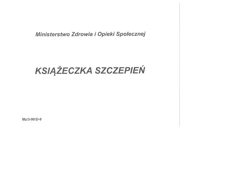 Książeczka szczepień Mz/3-90/D-9
