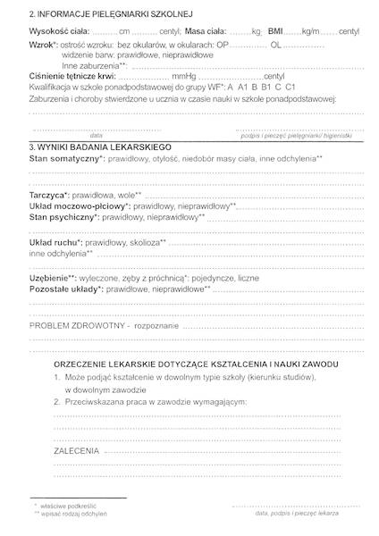 Karta profil. bad. lek ucznia ost. klasy Mz/Hsz-22