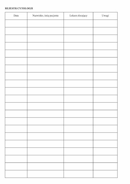 Rejestr cytologii A4 100k. tw.opr.