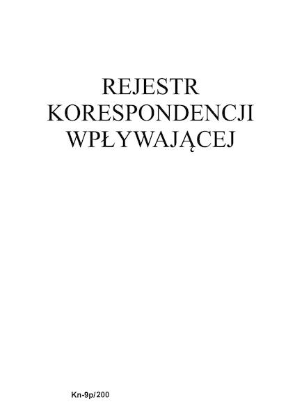 Rejestr korespondencji wpływającej KN-9P 200k