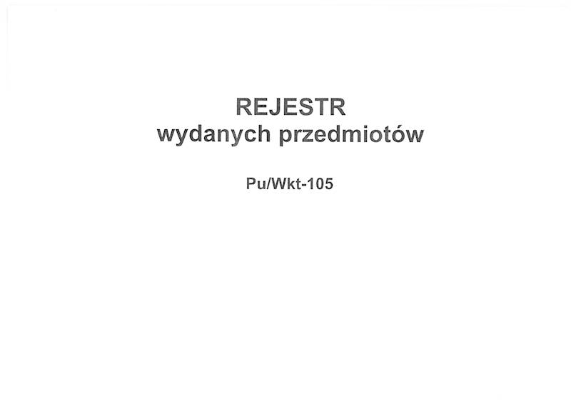 Rejestr wydanych przedmiotów WKT-105 50k.
