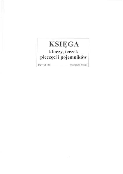 Książka ew.kluczy, teczek, pieczęci WKT-108 50k t.