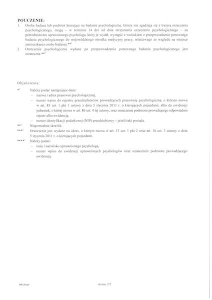 Orzeczenie psychologiczne Załącznik nr 1