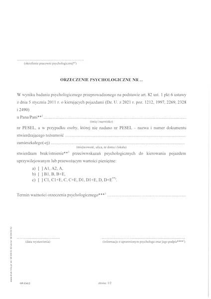 Orzeczenie lekarskie MÓJ LEKARZ A5 100k. samokop.
