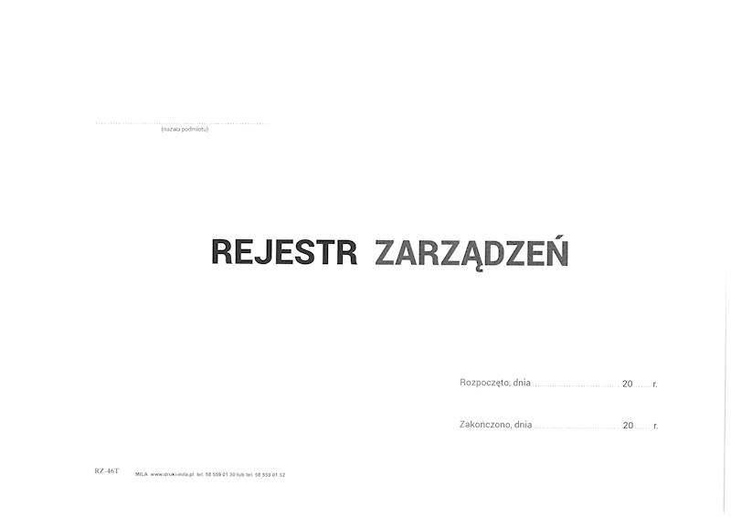 Rejestr zarządzeń A4 twarda oprawa RZ-46T