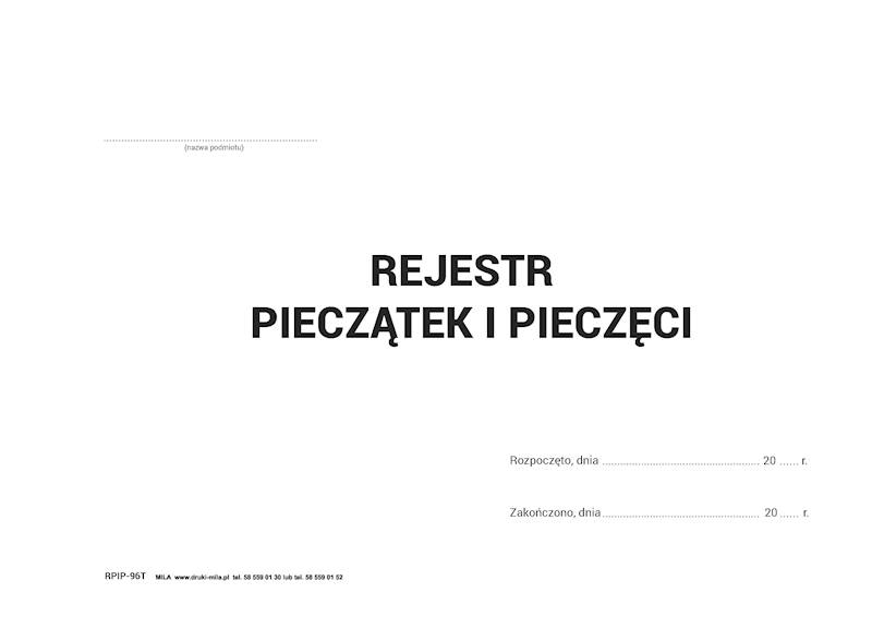 Rejestr pieczątek i pieczęci A4 96k.RPIP-96 tw. op