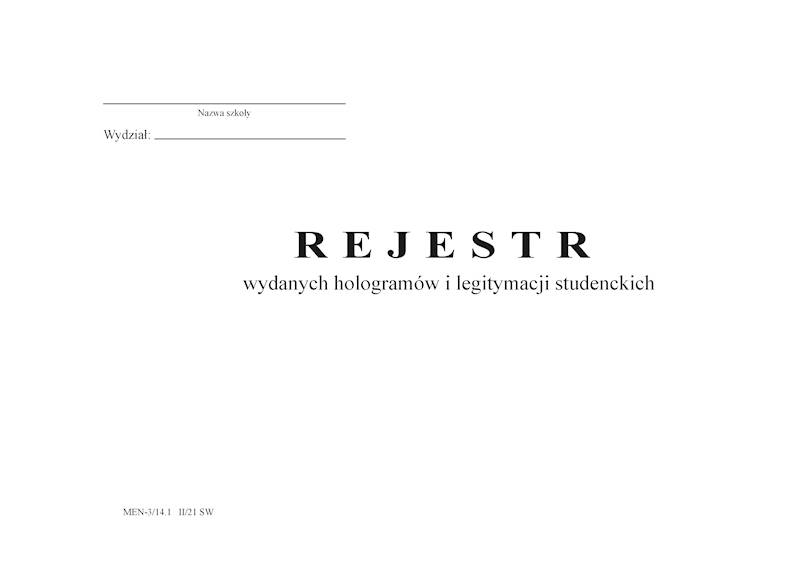 Rejestr wydanych hologramówi legitymacji studencki