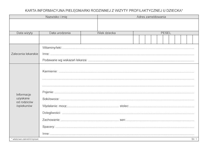 Karta informacyjna pielęgniarki rodzinnej