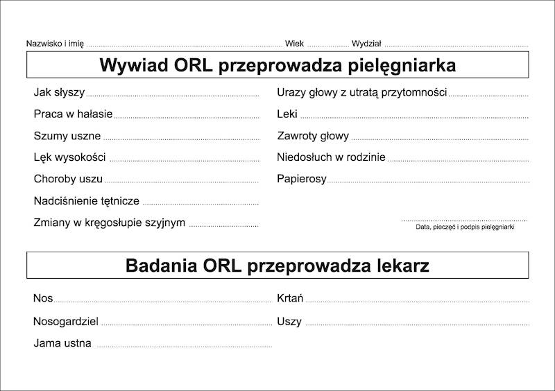Audiogram dwustronny A5 op. 100szt.