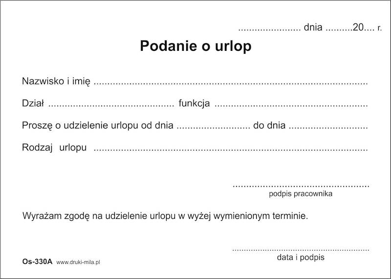 Podanie o urlop Os-330A 80k. offset