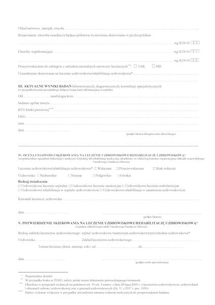 Skierowanie na leczenie uzdrowiskowe A4 100k.