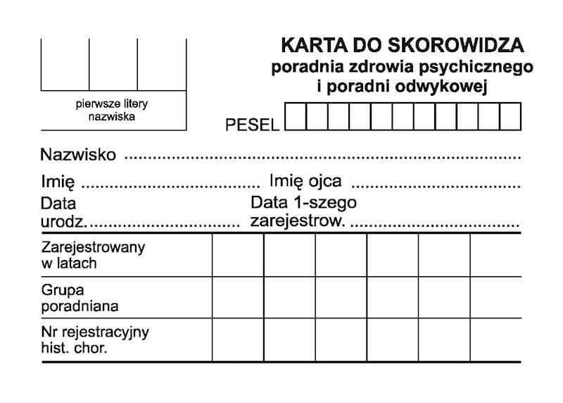 Karta do skorowidza poradni zdrowia psychicznego