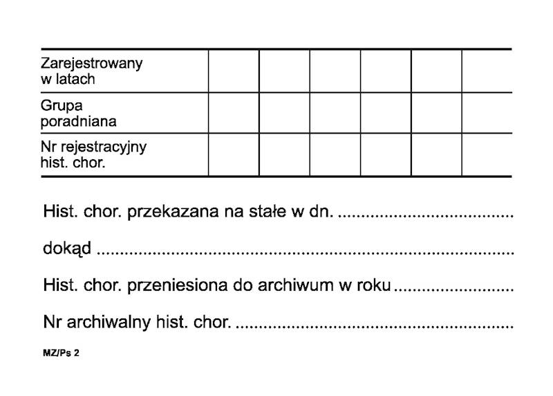 Karta do skorowidza poradni zdrowia psychicznego