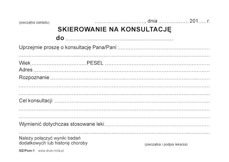 Skierowanie na konsultację MZ/Pom-1 A6 80k..