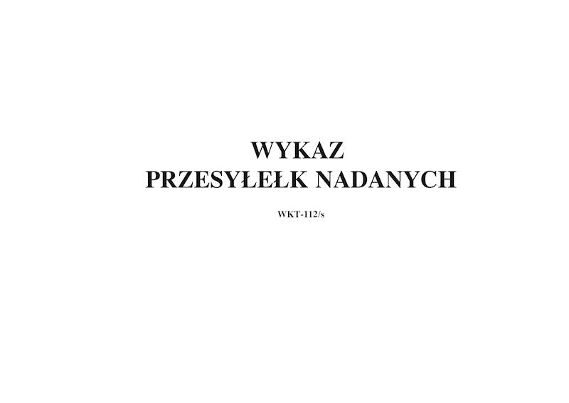 Wykaz przesyłek nadanych WKT-112s A4 50k.