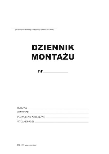Dziennik montażu A4 100 str. 200k.