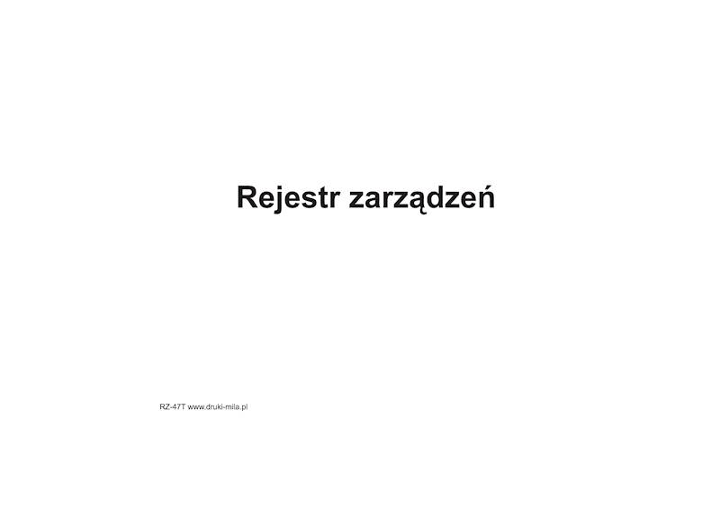 Rejestr zarządzeń RZ-47T 100k.