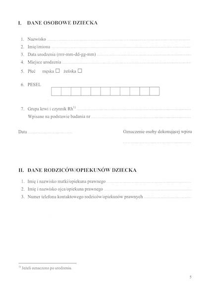 Książeczka zdrowia dziecka A5 Mz/D-8