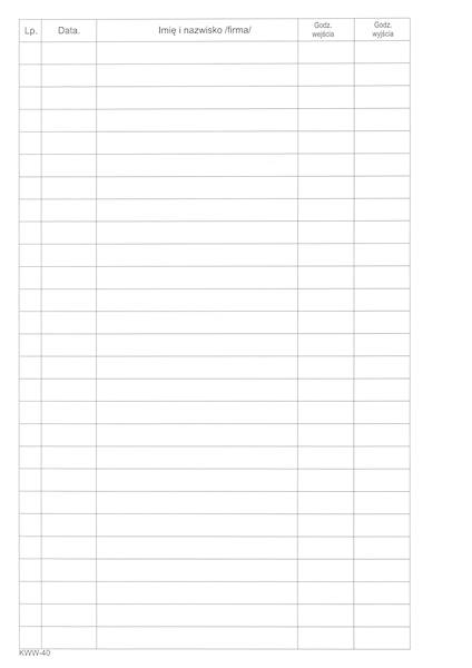 Książka wejść wyjść A4 100k. KWW-40