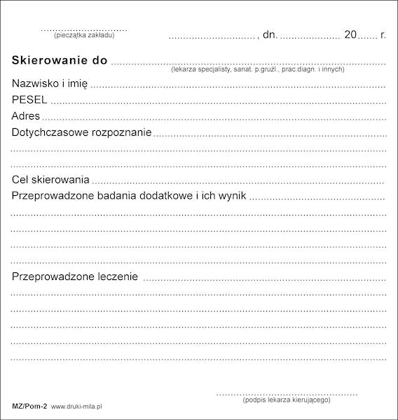 Skierowanie do lekarza specjalisty Mz/Pom-2