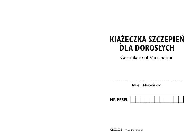 Książeczka szczepień dla dorosłych A6