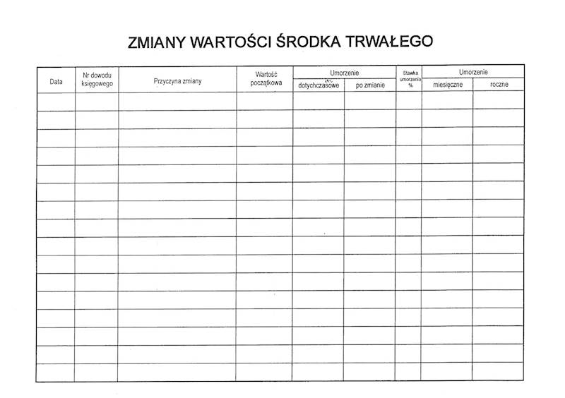 Karta środka trwałego A5 /100sz./ K-207B