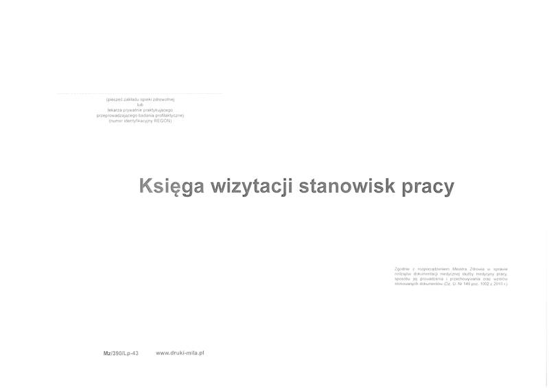 Książka wizytacji  stanowisk pracy MZ/lp-43