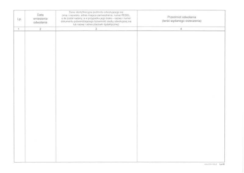 Księga odwołań od treści orzeczeń MZ/Lp-42
