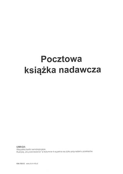 Pocztowa książka nadawcza KN-100-S