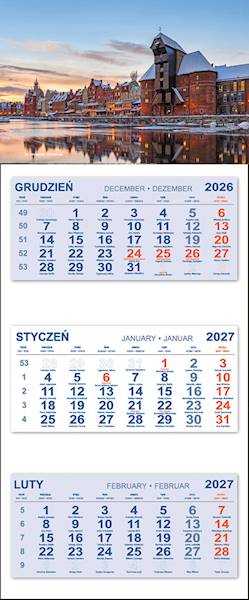 Kalendarz trójdzielny 2027 (2) GDAŃSK ŻURAW ZIMA