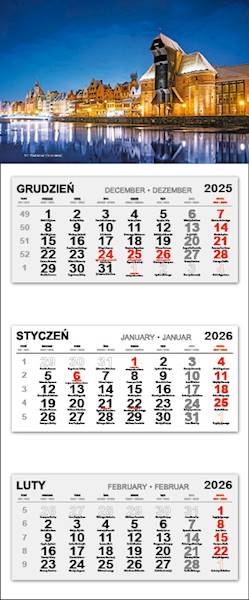 Kalendarz trójdzielny 2026 (3)GDAŃSK ŻURAW WIECZÓR