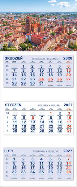 Kalendarz trójdzielny 2027 (9) GDAŃSK Z DRONA