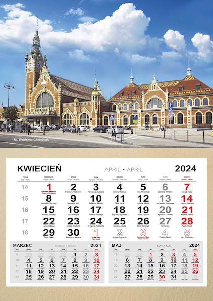 Kalendarz 12 planszowy spiralowany A4 Gdańsk