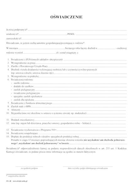 Oświadczenie A4 OPS OS-48