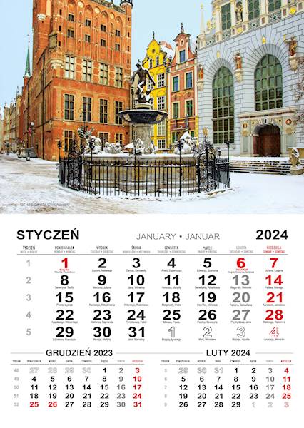 Kalendarz 12 planszowy spiralowany A5 Gdańsk