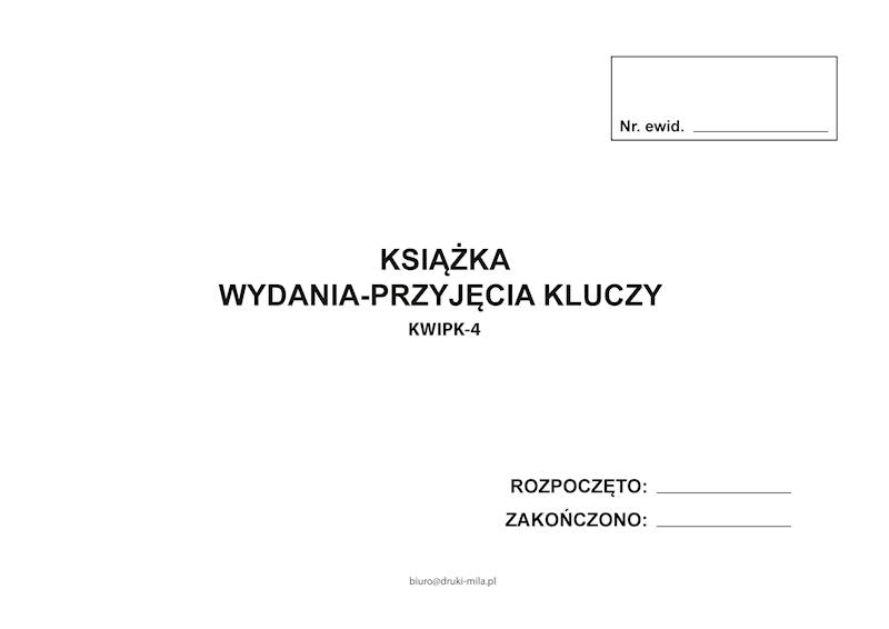 Książka wydania przyjęcia kluczy KWIPK-4 tw. opr.