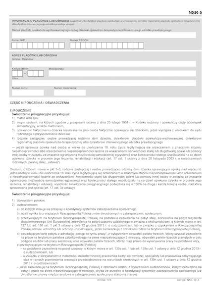 Wniosek o ustalenie prawa NSR-5