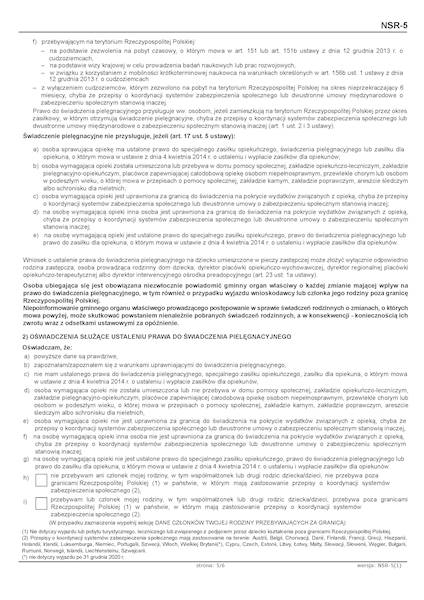 Wniosek o ustalenie prawa NSR-5
