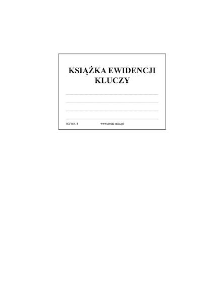 Książka ewidencji kluczy A4 100k. KEWK-4 tw. opr.