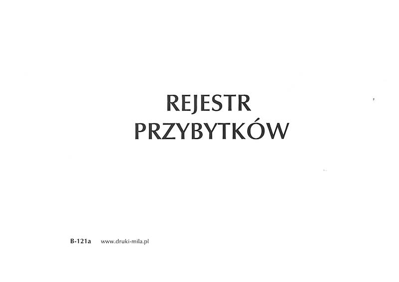 Rejestr przybytków B-121a 100k.